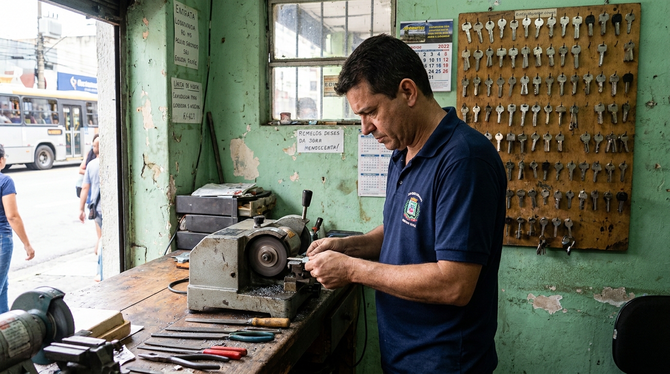 Cópia de chave residencial sendo feita no Centro, Indaiatuba‑SP